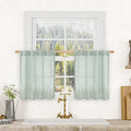 Short Kitchen Linen Curtains 24 Inch Length by LAMIT