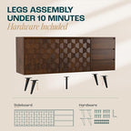 Bme Sideboard Georgina Solid Wood 2 Doors & 3 Drawers, Living Room - Image 3
