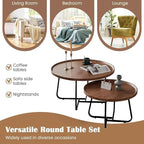 Round Nesting Coffee Table Set of 2, Mid Century Modern, Center - Image 4