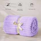 BEDELITE 3D Ribbed Pastel Lilac Fleece Twin Blanket - Image 4