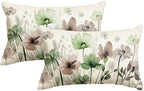 AVOIN colorlife Poppy Flowers Pillow Covers 12x20 Inch Set of 2 | Chinoiserie by AVOINcolorlife