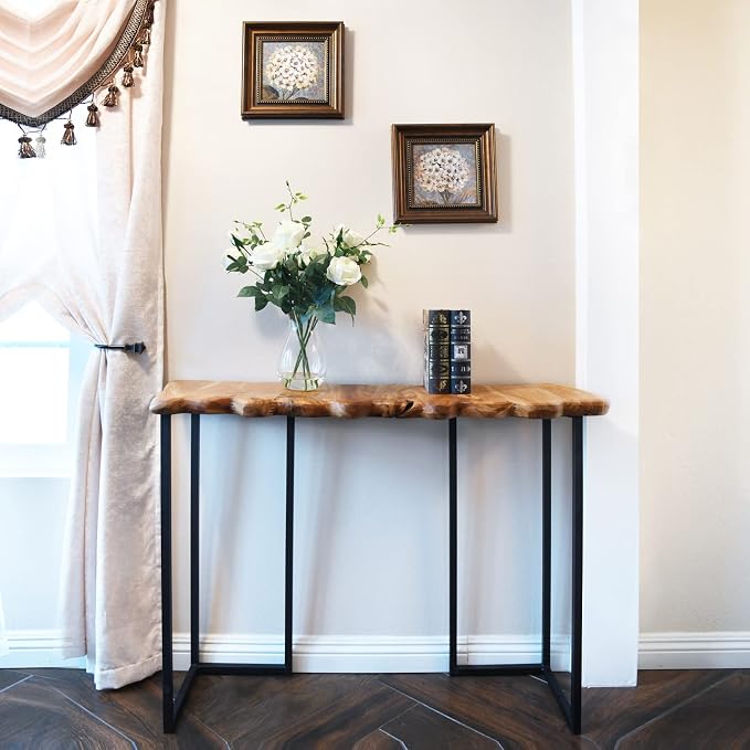 WELLAND Cedar Wood Live Edge Console Table 13" D x 42" W x 33" H Writing Desk by WELLAND