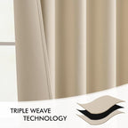 MIULEE Cream Beige Back Tab Blackout Curtains 52x78 Inch Length 2 Panel Set | - Image 7