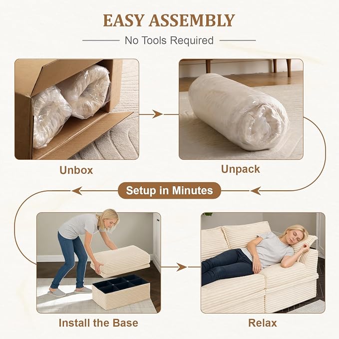 Upgrade Boneless Couch with Storage, Extra Deep&High Seat Modular Sectional - Image 9