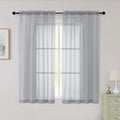 Sheer Light Grey Curtains for Bedroom Living Room 54 Inch Length 2 Panels Set by WelvetBLK