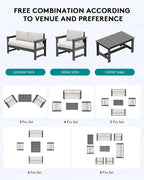 SERWALL 3 Pieces HDPE Outdoor Sofa Bistro Set - Image 4
