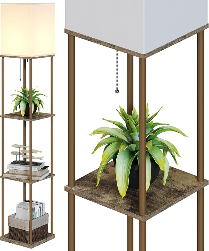SUNMORY Floor Lamp with Shelves, Modern Square Shelf Lamps, Display Shelf - Image 7