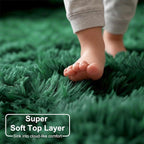 Amdrebio Dark Green Fluffy Fuzzy Area Rug 4x6 - Image 2