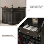 L-Shaped Home Bar Unit with Power Outlet, 4-Tier Corner Liquor Bar Cabinet with - Image 6