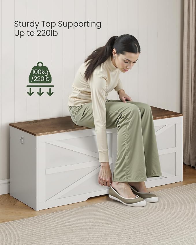CHOEZON Storage Chest, 47.2" Wooden Storage Trunk, Modern Storage Bench - Image 7