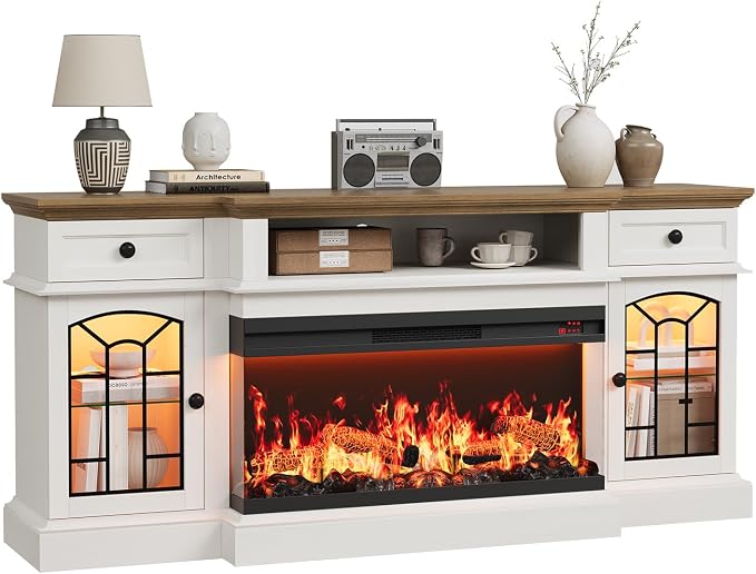 QUW 70" Farmhouse Fireplace TV Stand by QUW
