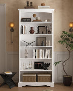 TVU 6-Tier Wooden Bookshelf, 76 Inch Tall Bookshelf - Image 9