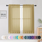 Sheer Curtains 54 Inch Length 2 Panels Set by OWENIE