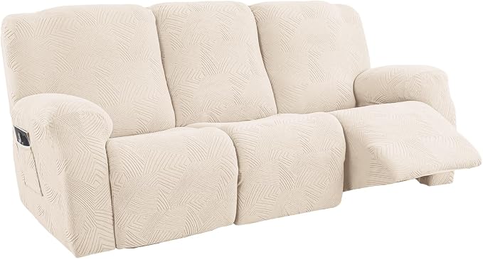 5-Piece Recliner Sofa Covers, Stretch Geometric Strokes Jacquard Recliner Sofa by Unknown