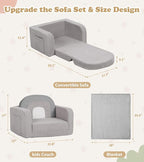 Foryoomi Kids Couch, 2-in-1 Soft Toddler Couch Fold Out - Image 3