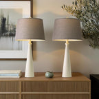 Oneach 25.75" White Table Lamp Set of 2, Modern Vintage Bedside Table Lamps - Image 6