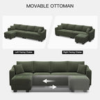 Belffin Sectional Couch with L-Shape Chaise L Shaped Couch with Ottoman - Image 4