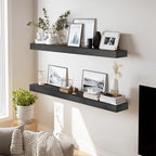 36x8x1.6 inch Floating Shelves Set of 2 – Solid Wood Rustic Black Wall Mounted - Image 6
