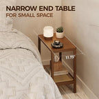 Rattan Side Table Mid Century Modern End Table Living Room 2-Tier End Table - Image 3