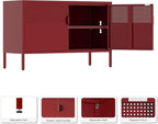 Metal Storage Cabinet, 2 Door TV Stand, Metal Mesh Accent Cabinet, Magnetic - Image 4