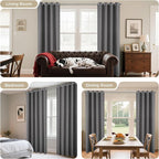 Joydeco Grey Blackout Curtains for Bedroom 95 Inch 2 Panels - Image 6