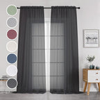 Black Sheer Curtains 144 inch Extra Long, Elegant and Airy Drapes Translucent - Image 2