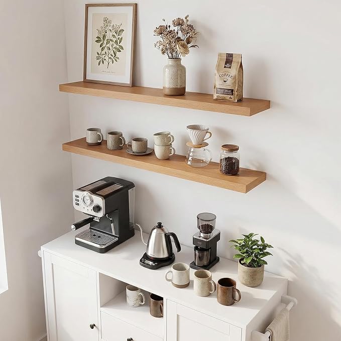 31.5in Floating Shelves for Wall, Wall Mounted Shelves for Decor Storage Set of - Image 2