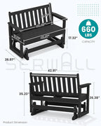 SERWALL 2 Person Patio Glider Bench, HDPE Material Weather-Resistant Swinging - Image 2