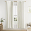 Ivory 100% Blackout Linen Curtains 80 Inch Length 2 Panels Set by Guken