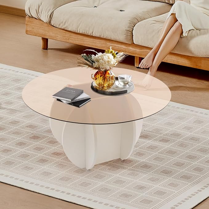 Round Glass Coffee Table for Living Room - Image 5