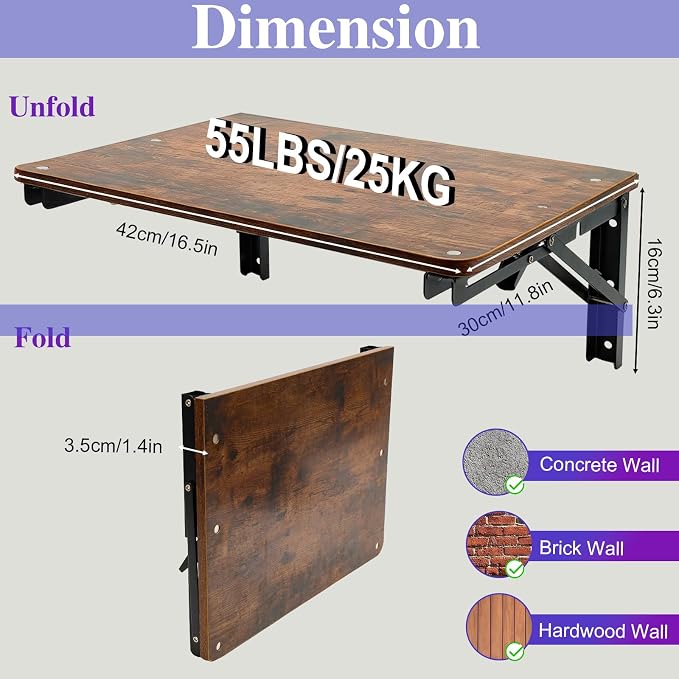 Wooden Folding Shelf Wall Mounted - Image 3