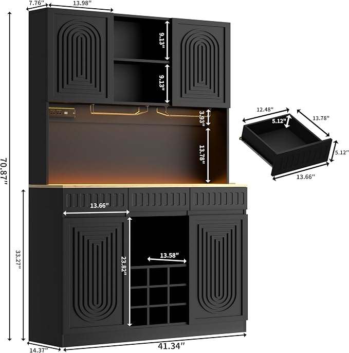 Gyfimoie 71-Inch Tall Wine Bar Cabinet - Image 2