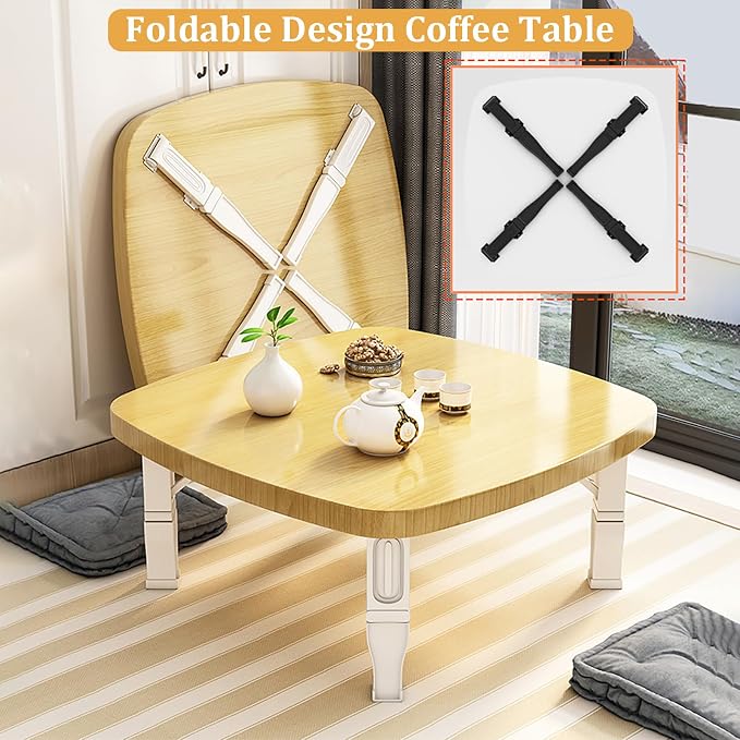 Japanese Floor Table, Square Coffee Table Foldable Tea Table, Low Table Small - Image 6