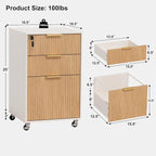 3 Drawers Fluted Mobile File Cabinet - Image 2