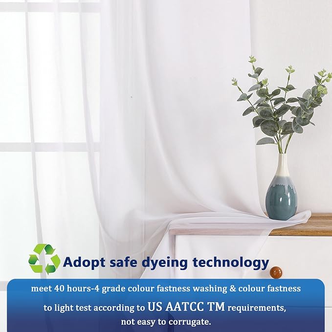 White Sheer Window Curtains 144 inch Extra Long 2PCS, Airy Scarf Drapes - Image 3