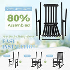Flamaker Acacia Wood Patio Rocking Chair Set of 2, High Back and Widen Armrest - Image 4