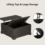 Furnideco 35.5''W Square Coffee Table Farmhouse Lift top Coffee Table - Image 7