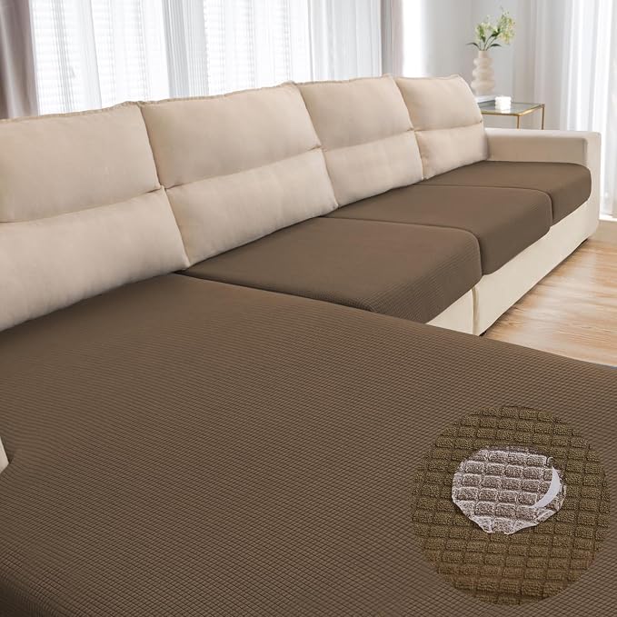 Water Repellent Couch Cushion Cover 3 Pieces Sofa Seat Cushion Covers, Stretch by TOPYUMH