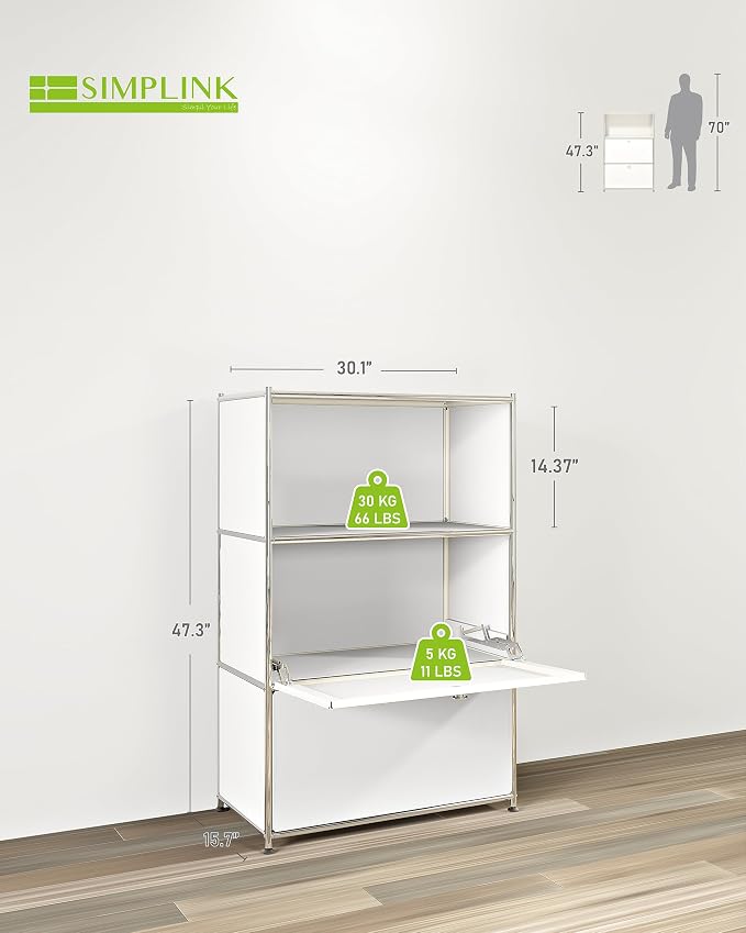 Metal Shelf with 2 Flap Doors, Large Capacity Cabinet, DIY Modern Home - Image 3