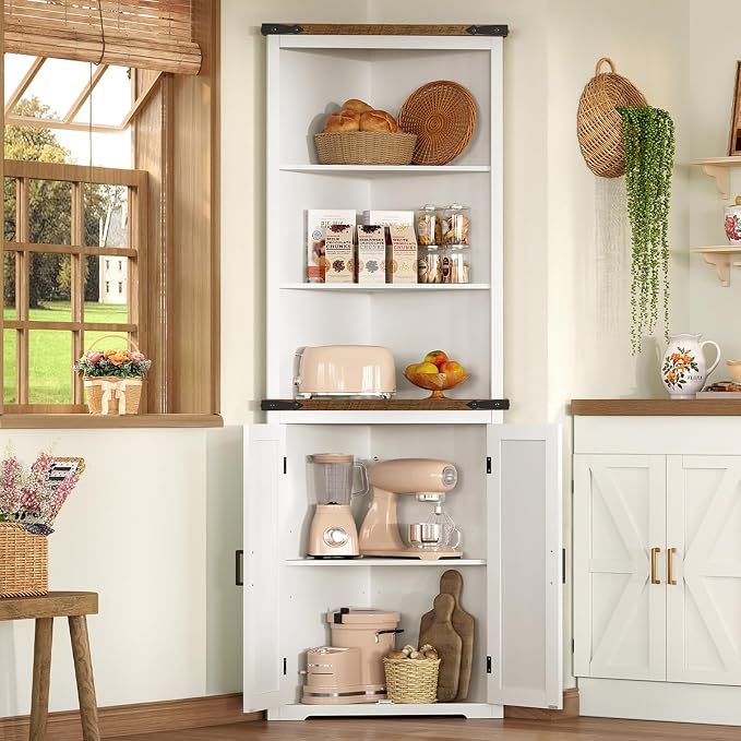 TEENFON Farmhouse Corner Cabinet, Bathroom Cabinet - Image 4