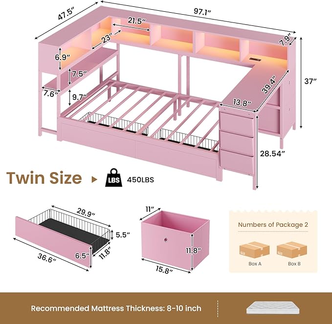 DICTAC Corner Twin Bed Frame - Image 3