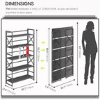 4NM Extra Wide 5 Tiers No Assembly Book Shelves, 51.2" H Folding Bookshelf - Image 2