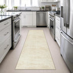 2.6x10 Washable Runner Rug:Modern Abstract Indoor Soft Carpet Beige | - Image 5