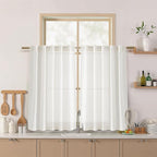 45 Inch Beige White Curtains Linen by Nanspring