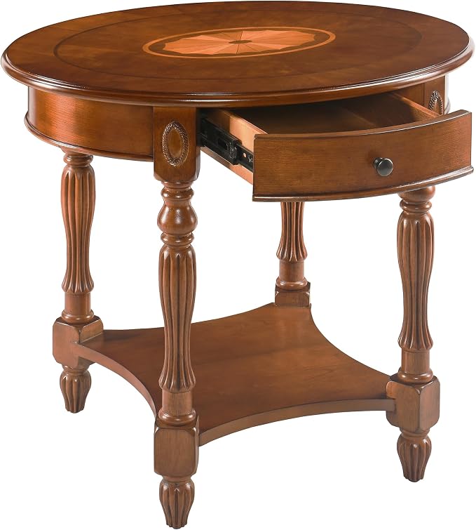 PADMA HOUSE Traditional Wood Oval End Table - Image 5