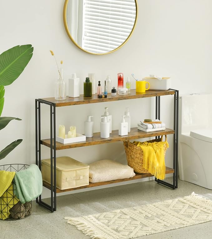 HCHQHS 3-Tier Rustic Wood and Metal Industrial Bookcase - 40in - Image 7