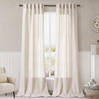 Beige Flax Linen Curtains 84 inches Long by Nanspring