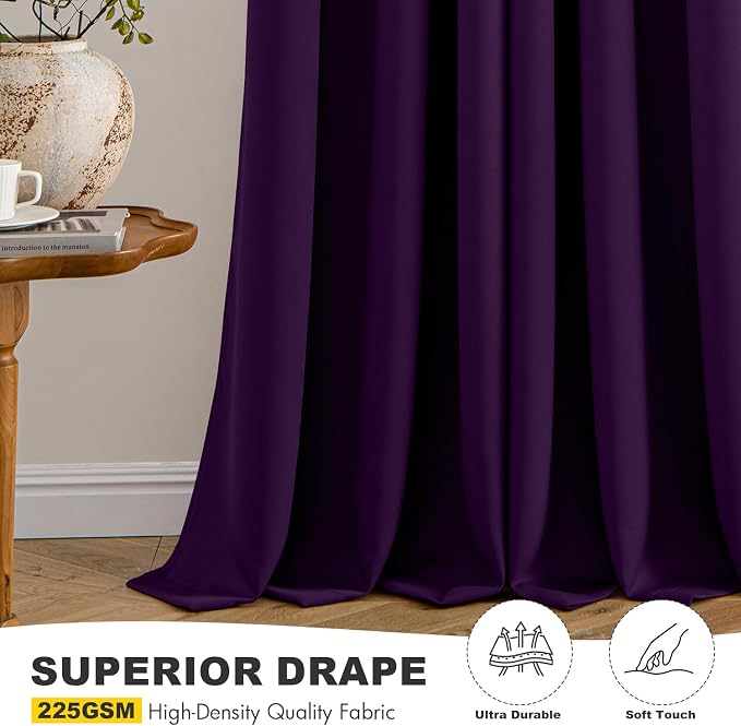 MIULEE Blackout Curtains for Bedroom 2 Panel 40 x 84 Inch Long Royal Purple | - Image 5