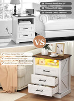 Turosur Night Stand with Charging Station 22" Large Farmhouse Nightstands with - Image 9