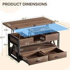Memobarco 40" Lift Top Coffee Table, 4 in 1 Multi-Function Lift Coffee Tables - Image 2